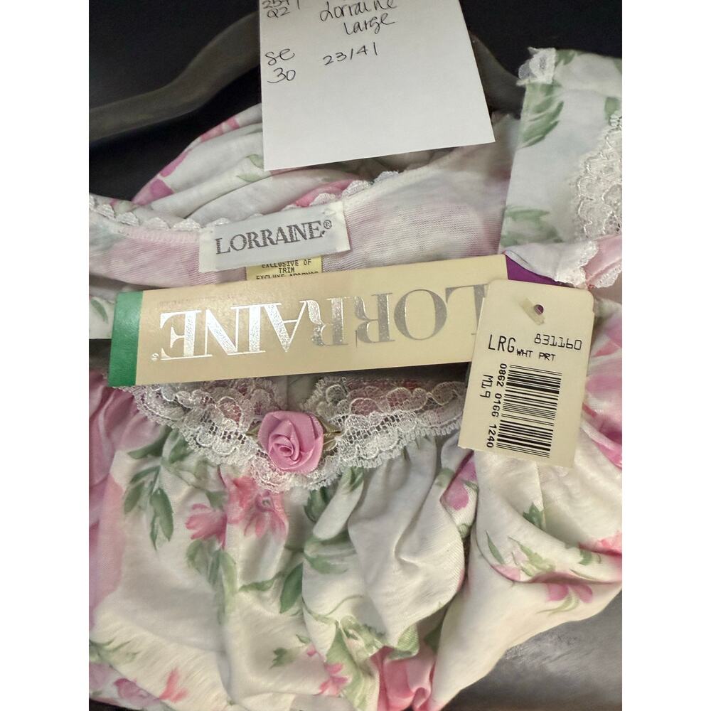 Vintage Deadstock Lorraine Nightgown Sleeveless Women's Large Floral CottageCore - Picture 3 of 7